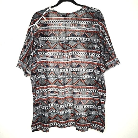 EUC Torrid Women's 1X Geo Print Hacci Knit Dolman Boho Cardigan Lightweight Top - Picture 6 of 13